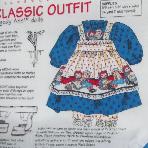 Daisy Kingdom Raggedy Ann doll dress fabric panel - Picture 2 of 8